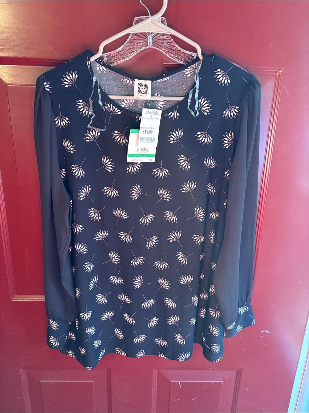 Black floral blouse